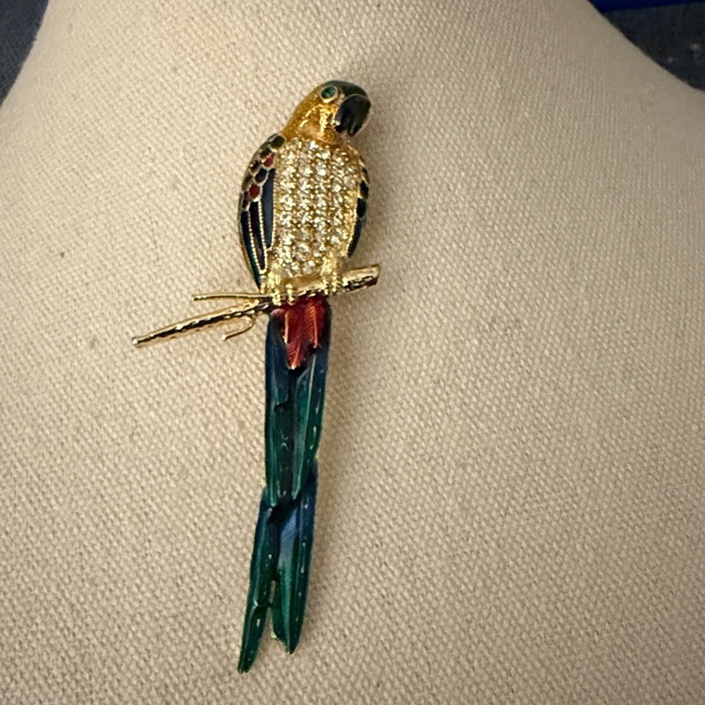 Vintage Figural Parrot Brooch Enamel & Rhinestone.
Circa 1990’s. - Picture 3 of 6